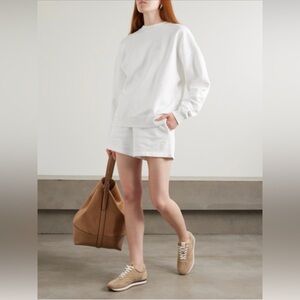 Anine Bing Kam Embroidered cotton-jersey shorts